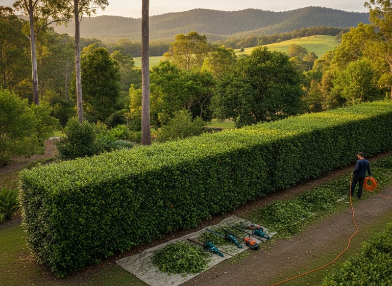 Hedge Trimming performed by Sunshine Coast Arborist in the Sunshine Coast